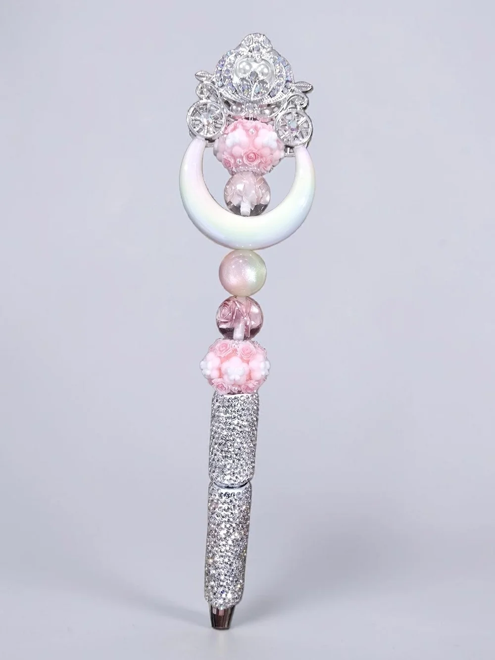 Luxury Pink Beaded Rhinestone Ballpoint Pen